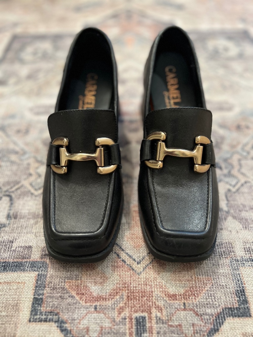Black Leather Loafers by Carmela sz 6 women